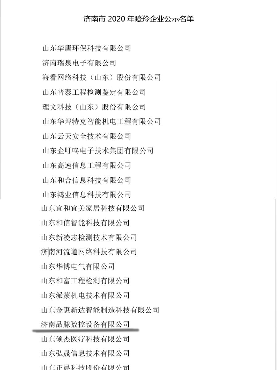 品脈數控開料機廠家-榮獲瞪羚企業(yè)